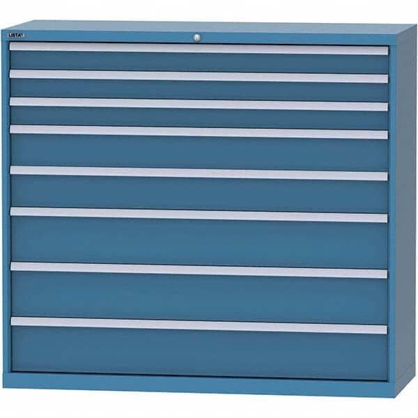 LISTA - 8 Drawer, 84 Compartment Bright Blue Steel Modular Storage Cabinet - Exact Industrial Supply