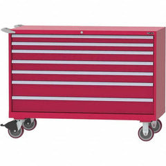 LISTA - 7 Drawer, 84 Compartment Red Steel Modular Storage Cabinet - Exact Industrial Supply