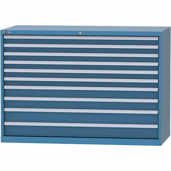 LISTA - 10 Drawer, 84 Compartment Bright Blue Steel Modular Storage Cabinet - Exact Industrial Supply