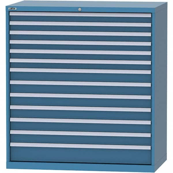 LISTA - 13 Drawer, 159 Compartment Bright Blue Steel Modular Storage Cabinet - Exact Industrial Supply