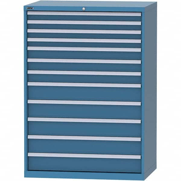 LISTA - 12 Drawer, 99 Compartment Bright Blue Steel Modular Storage Cabinet - Exact Industrial Supply