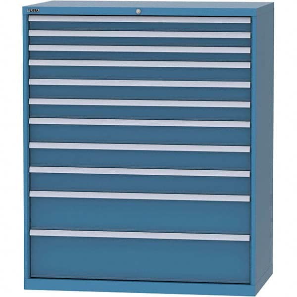 LISTA - 11 Drawer, 216 Compartment Bright Blue Steel Modular Storage Cabinet - Exact Industrial Supply