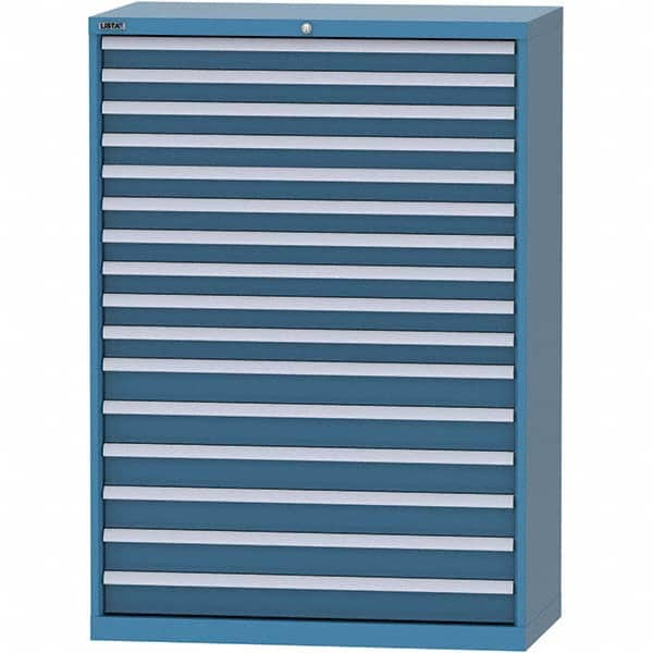 LISTA - 16 Drawer, 84 Compartment Bright Blue Steel Modular Storage Cabinet - Exact Industrial Supply