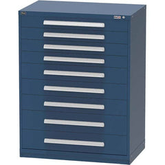 Vidmar - 9 Drawer Bright Blue Steel Modular Storage Cabinet - Exact Industrial Supply