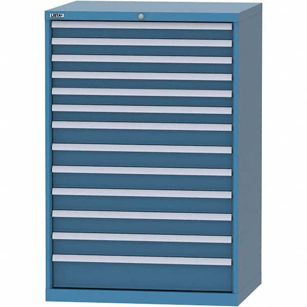 LISTA - 13 Drawer, 84 Compartment Bright Blue Steel Modular Storage Cabinet - Exact Industrial Supply