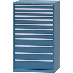 LISTA - 12 Drawer, 84 Compartment Bright Blue Steel Modular Storage Cabinet - Exact Industrial Supply