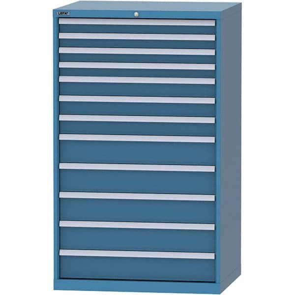 LISTA - 12 Drawer, 84 Compartment Bright Blue Steel Modular Storage Cabinet - Exact Industrial Supply