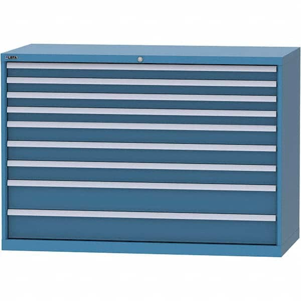 LISTA - 9 Drawer, 84 Compartment Bright Blue Steel Modular Storage Cabinet - Exact Industrial Supply