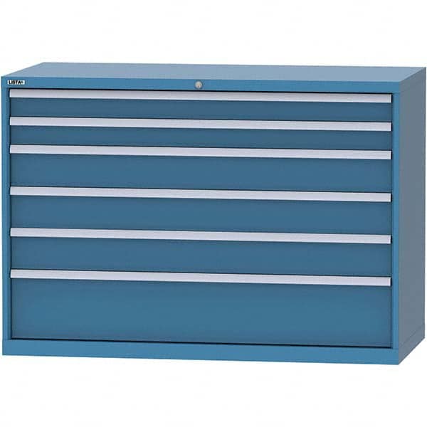 LISTA - 6 Drawer, 84 Compartment Bright Blue Steel Modular Storage Cabinet - Exact Industrial Supply