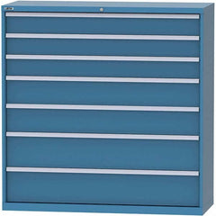 LISTA - 7 Drawer, 84 Compartment Bright Blue Steel Modular Storage Cabinet - Exact Industrial Supply