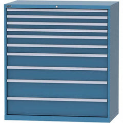 LISTA - 10 Drawer, 96 Compartment Bright Blue Steel Modular Storage Cabinet - Exact Industrial Supply