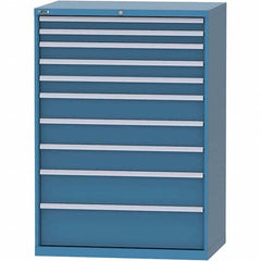 LISTA - 10 Drawer, 99 Compartment Bright Blue Steel Modular Storage Cabinet - Exact Industrial Supply