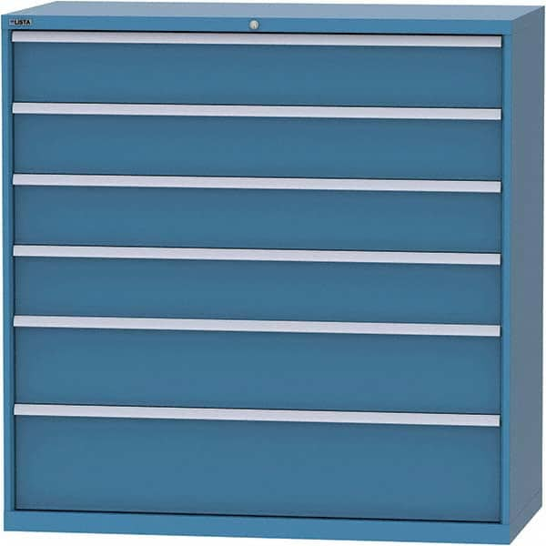 LISTA - 6 Drawer, 84 Compartment Bright Blue Steel Modular Storage Cabinet - Exact Industrial Supply