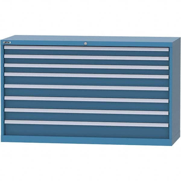 LISTA - 8 Drawer, 84 Compartment Bright Blue Steel Modular Storage Cabinet - Exact Industrial Supply