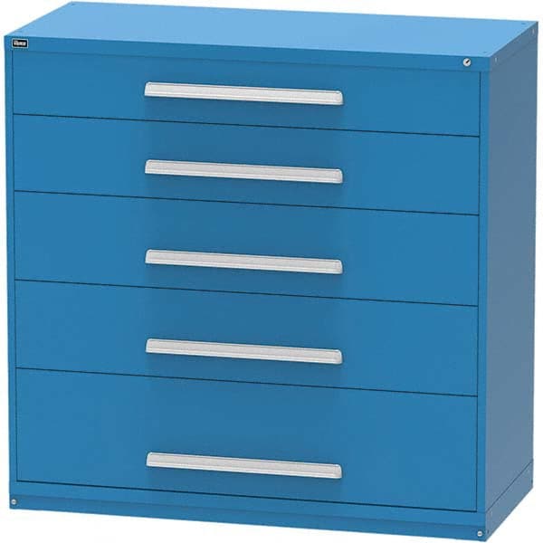 Vidmar - 5 Drawer, 45 Compartment Bright Blue Steel Modular Storage Cabinet - Exact Industrial Supply