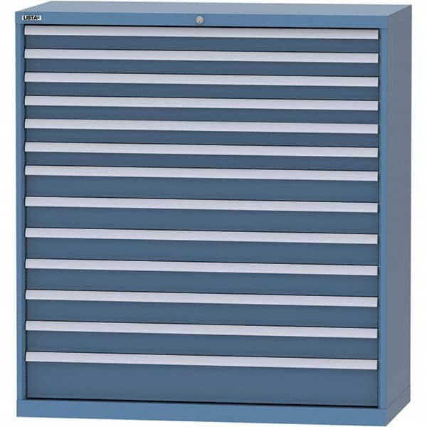 LISTA - 13 Drawer, 99 Compartment Bright Blue Steel Modular Storage Cabinet - Exact Industrial Supply