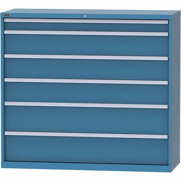 LISTA - 6 Drawer, 84 Compartment Bright Blue Steel Modular Storage Cabinet - Exact Industrial Supply