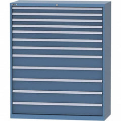 LISTA - 12 Drawer, 99 Compartment Bright Blue Steel Modular Storage Cabinet - Exact Industrial Supply