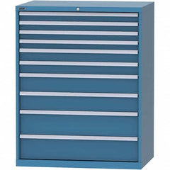 LISTA - 10 Drawer, 99 Compartment Bright Blue Steel Modular Storage Cabinet - Exact Industrial Supply