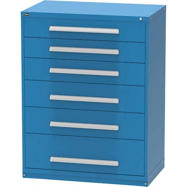 Vidmar - 6 Drawer, 45 Compartment Bright Blue Steel Modular Storage Cabinet - Exact Industrial Supply