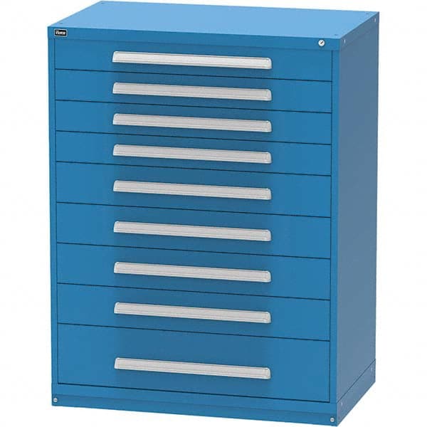 Vidmar - 9 Drawer, 45 Compartment Bright Blue Steel Modular Storage Cabinet - Exact Industrial Supply