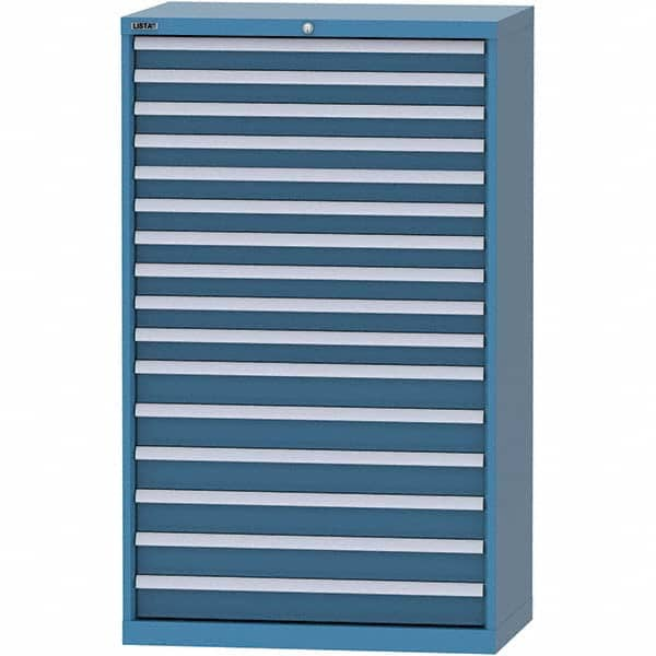 LISTA - 16 Drawer, 84 Compartment Bright Blue Steel Modular Storage Cabinet - Exact Industrial Supply