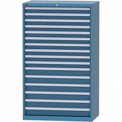 LISTA - 16 Drawer, 84 Compartment Bright Blue Steel Modular Storage Cabinet - Exact Industrial Supply