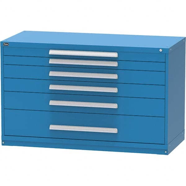 Vidmar - 6 Drawer, 45 Compartment Bright Blue Steel Modular Storage Cabinet - Exact Industrial Supply