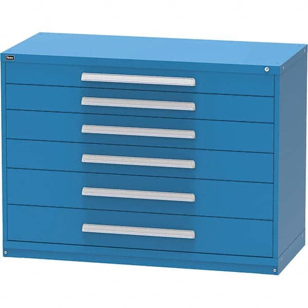 Vidmar - 6 Drawer, 45 Compartment Bright Blue Steel Modular Storage Cabinet - Exact Industrial Supply