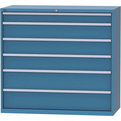 LISTA - 6 Drawer, 84 Compartment Bright Blue Steel Modular Storage Cabinet - Exact Industrial Supply