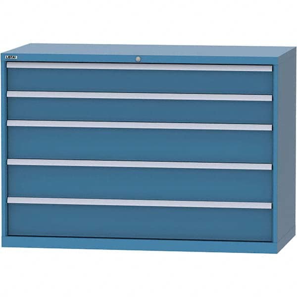 LISTA - 5 Drawer, 84 Compartment Bright Blue Steel Modular Storage Cabinet - Exact Industrial Supply