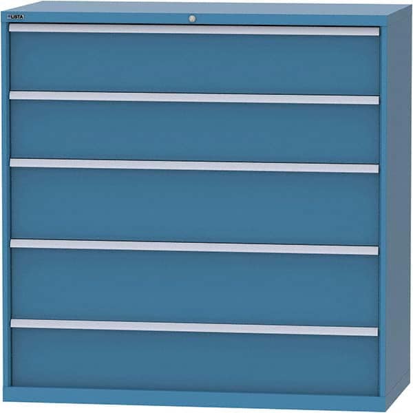 LISTA - 5 Drawer, 84 Compartment Bright Blue Steel Modular Storage Cabinet - Exact Industrial Supply