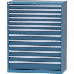 LISTA - 13 Drawer, 84 Compartment Bright Blue Steel Modular Storage Cabinet - Exact Industrial Supply