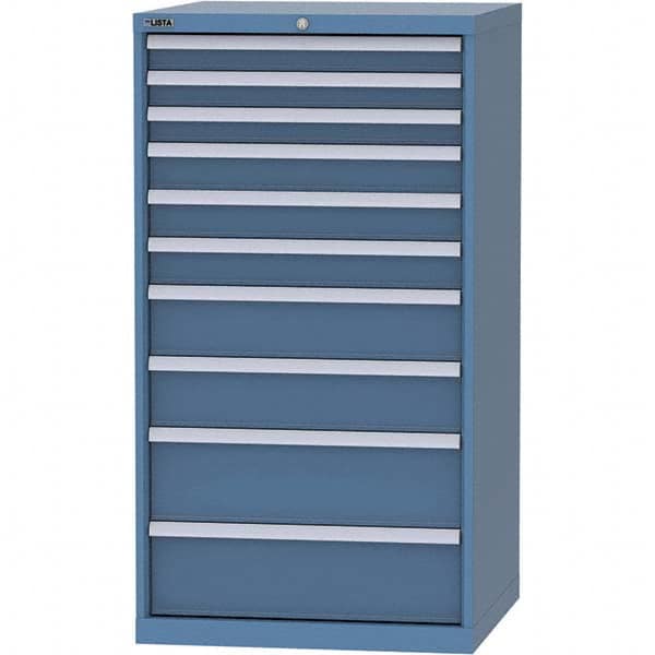 LISTA - 10 Drawer, 45 Compartment Bright Blue Steel Modular Storage Cabinet - Exact Industrial Supply