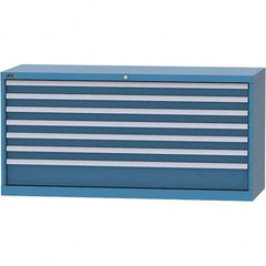 LISTA - 7 Drawer, 84 Compartment Bright Blue Steel Modular Storage Cabinet - Exact Industrial Supply