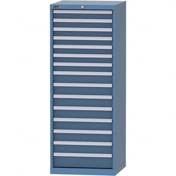 LISTA - 16 Drawer, 84 Compartment Bright Blue Steel Modular Storage Cabinet - Exact Industrial Supply