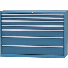 LISTA - 7 Drawer, 84 Compartment Bright Blue Steel Modular Storage Cabinet - Exact Industrial Supply