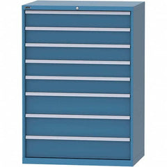 LISTA - 8 Drawer, 99 Compartment Bright Blue Steel Modular Storage Cabinet - Exact Industrial Supply