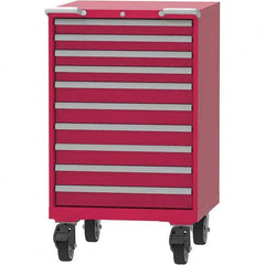 LISTA - 10 Drawer, 45 Compartment Red Steel Modular Storage Cabinet - Exact Industrial Supply