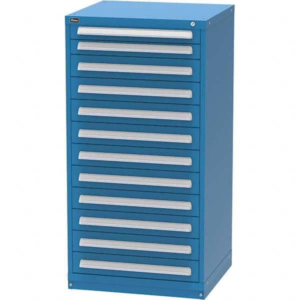 Vidmar - 12 Drawer, 344 Compartment Bright Blue Steel Modular Storage Cabinet - Exact Industrial Supply