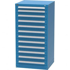 Vidmar - 12 Drawer, 344 Compartment Bright Blue Steel Modular Storage Cabinet - Exact Industrial Supply