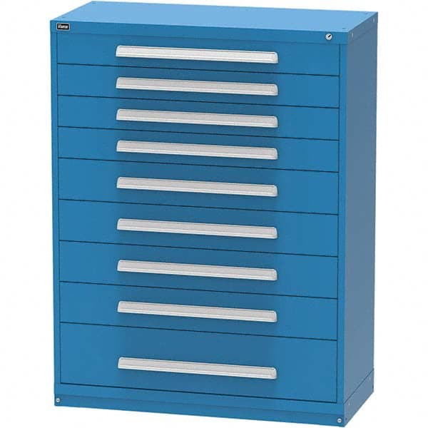 Vidmar - 9 Drawer, 45 Compartment Bright Blue Steel Modular Storage Cabinet - Exact Industrial Supply