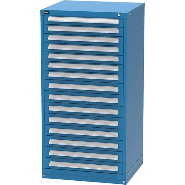 Vidmar - 15 Drawer Bright Blue Steel Modular Storage Cabinet - Exact Industrial Supply