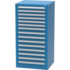 Vidmar - 15 Drawer Bright Blue Steel Modular Storage Cabinet - Exact Industrial Supply