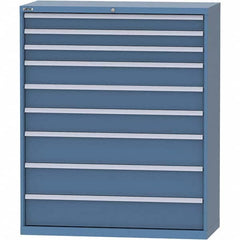 LISTA - 9 Drawer, 99 Compartment Bright Blue Steel Modular Storage Cabinet - Exact Industrial Supply