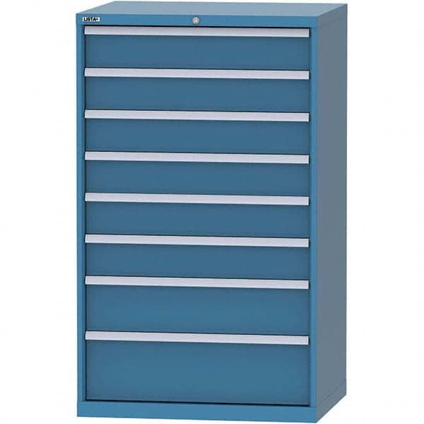 LISTA - 8 Drawer, 84 Compartment Bright Blue Steel Modular Storage Cabinet - Exact Industrial Supply