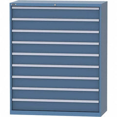 LISTA - 9 Drawer, 99 Compartment Bright Blue Steel Modular Storage Cabinet - Exact Industrial Supply