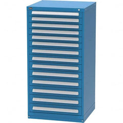 Vidmar - 14 Drawer, 344 Compartment Bright Blue Steel Modular Storage Cabinet - Exact Industrial Supply