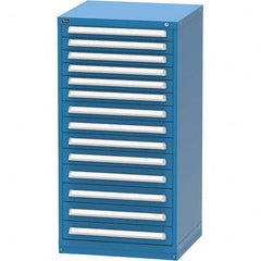 Vidmar - 14 Drawer, 124 Compartment Bright Blue Steel Modular Storage Cabinet - Exact Industrial Supply