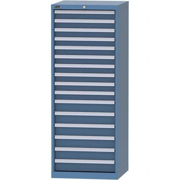 LISTA - 16 Drawer, 84 Compartment Bright Blue Steel Modular Storage Cabinet - Exact Industrial Supply